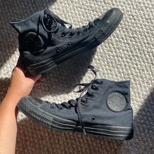 All Black High Top Converse Sneakers